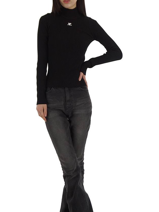 Mockneck Rib Knit Top Black - COURREGES - BALAAN 7