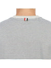 Striped Pocket Cotton Oversized Short Sleeve T-Shirt Blue - THOM BROWNE - BALAAN 7