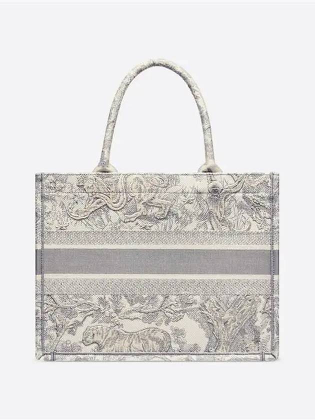 Toile De Jouy Embroidery Medium Book Tote Bag Ecru Grey - DIOR - BALAAN 5