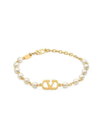 Valentino 4W2J0G16 UXM 23R J0G16 Garavani V logo pearl bracelet - RED VALENTINO - BALAAN 1