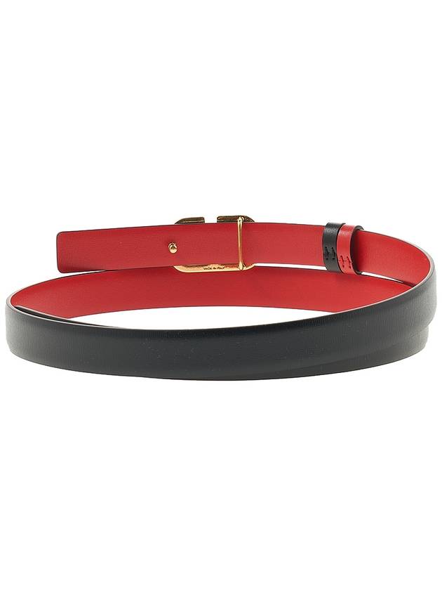 V Logo Signature Leather Belt Black Red - VALENTINO - BALAAN 5