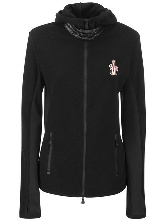 Grenoble Fleece Zip Up Hoodie Black - MONCLER - BALAAN 1