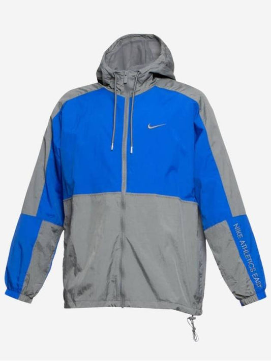 NIKE NSW Woven Hooded Jacket Flat Pewter Hyper Royal Asia FD0947 029 - NIKE - BALAAN