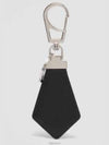 Saffiano Triangular Logo Leather Key Holder Black - PRADA - BALAAN 4