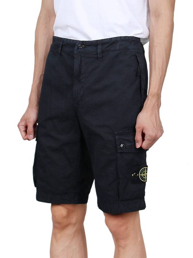 Logo Cotton Slim Cargo Shorts Navy - STONE ISLAND - BALAAN 5