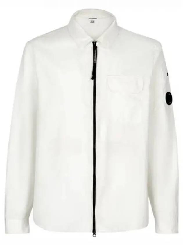 Emerized Gabardine Overshirt Zip-Up Jacket White - CP COMPANY - BALAAN 2