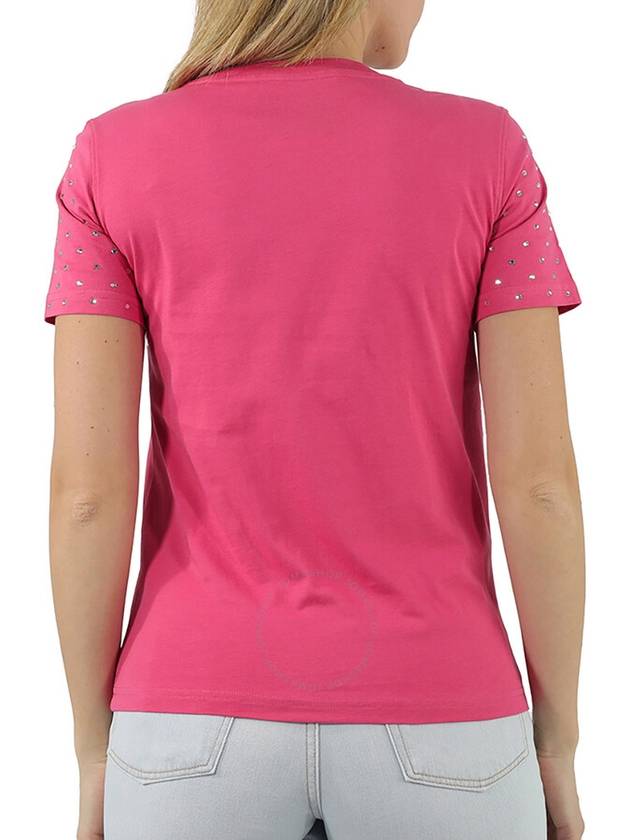 Moschino Ladies Fantasy Print Fucsia Teddy Crystal Logo Cotton T-shirt, Brand Size 36 (US Size 2) - MOSCHINO - BALAAN 3