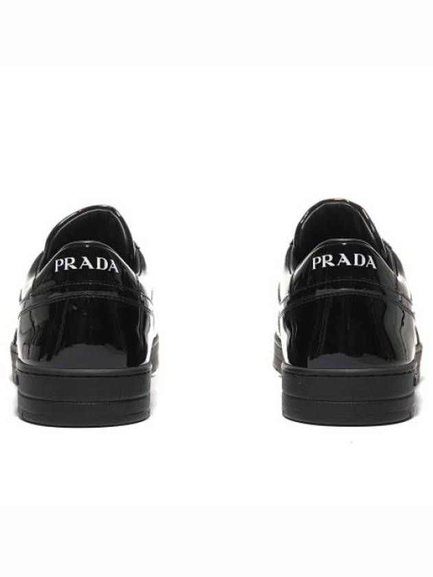 Men's Downtown Triangle Logo Leather Low Top Sneakers Black - PRADA - BALAAN 4