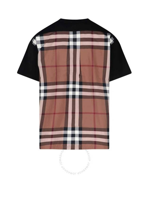 Back Check Panel Cotton Oversized Short Sleeve T-Shirt Black - BURBERRY - BALAAN 3