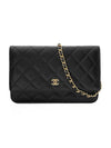 Classic Wallet On Chain Crossbody Bag Grained Calfskin Gold Black - CHANEL - BALAAN 2