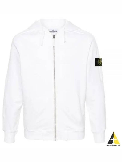 Men's Garment Dyed Malfile Zip Up Hoodie White - STONE ISLAND - BALAAN 2