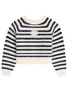 Crew neck Marini re mohair silk knit top off white navy - CELINE - BALAAN 2