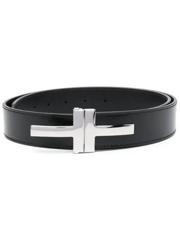 Logo Decorated Leather Belt Black - TOM FORD - BALAAN 1