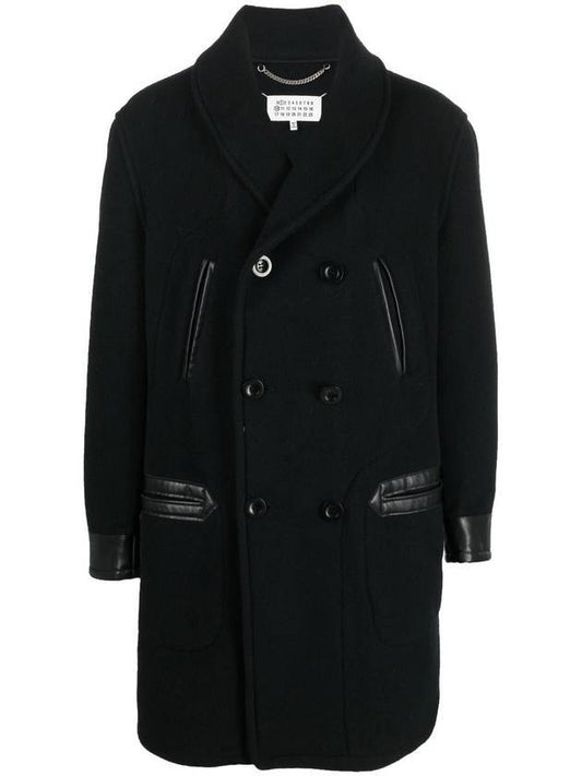 Men's Wool Double Coat Black - MAISON MARGIELA - BALAAN