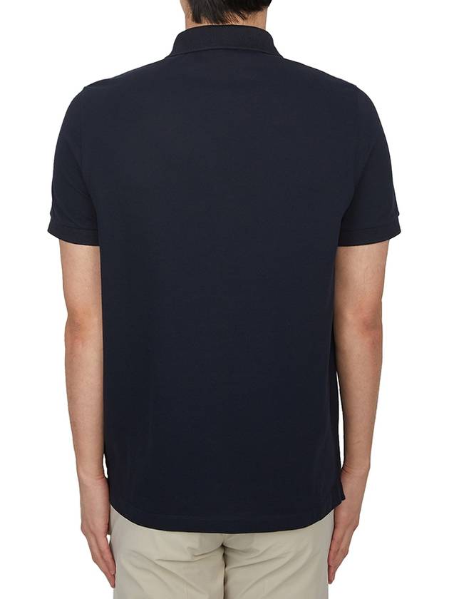 Organic Cotton Elastane Pique Polo Shirt Navy - STONE ISLAND - BALAAN 4