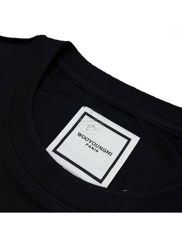 Back Logo Square Label Cotton Short Sleeve T-Shirt Black - WOOYOUNGMI - BALAAN 8