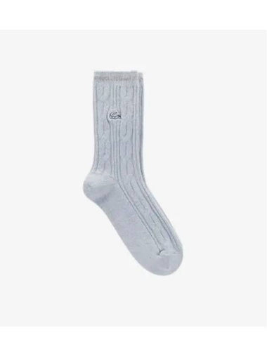 Women s Cashmere Blend Cable Medium Neck Socks Light Blue - LACOSTE - BALAAN 1