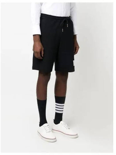 Seersucker Loopback 4-Bar Sweat Shorts Navy - THOM BROWNE - BALAAN 2