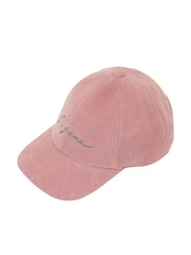 Women's Corduroy Logo Embroidered Ball Cap Pink - J JANE - BALAAN 3