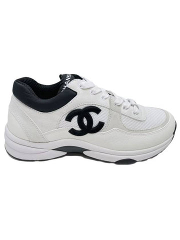 CC Logo Suede Tennis Low Top Sneakers Black - CHANEL - BALAAN 1