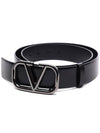 V Logo Signature Calfskin 40 MM Belt Black - VALENTINO - BALAAN 4