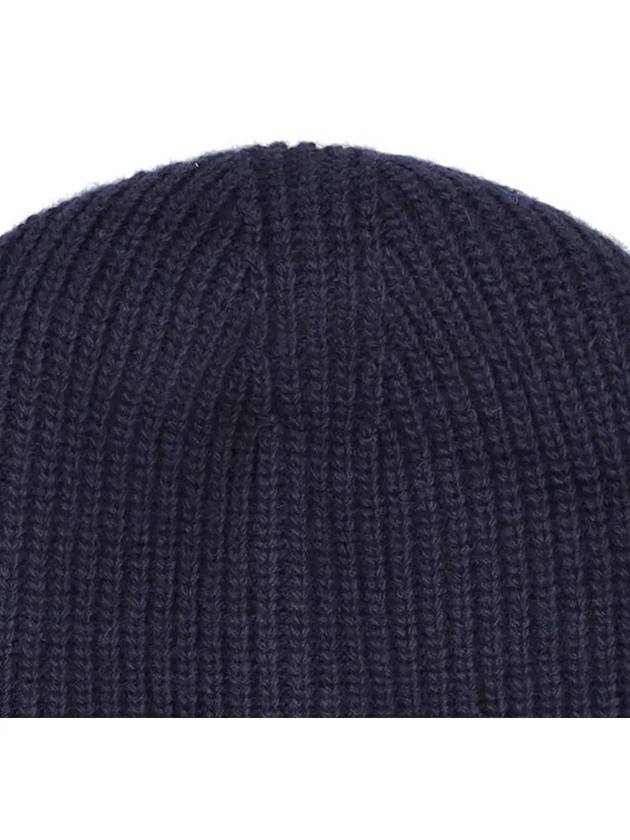 3B00048 M1241 750 Logo Patch Navy Wool Beanie - MONCLER - BALAAN 4