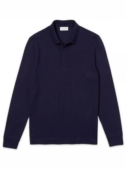 Stretch Cotton Long Sleeve Polo Shirt Navy - LACOSTE - BALAAN 2