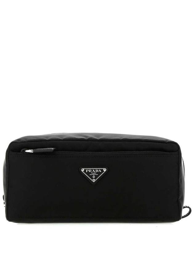 Triangle Logo Cosmetic Pouch Bag Black - PRADA - BALAAN 2