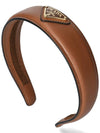 Triangle Logo Leather Headband Cognac - PRADA - BALAAN 2