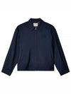 Mohair Embroidered Logo Wool Zip-up Jacket Navy - MIU MIU - BALAAN 2