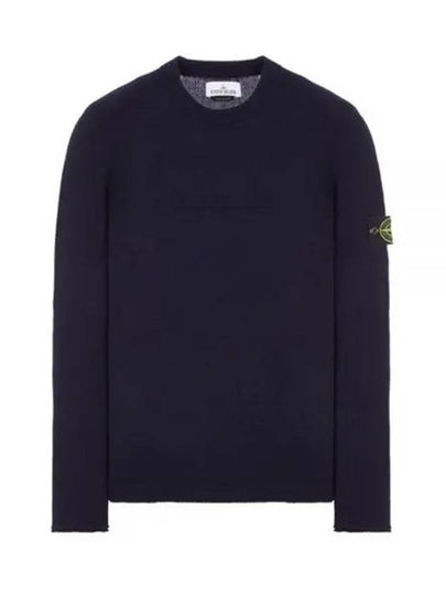 Crew Neck Wool Knit Top Navy - STONE ISLAND - BALAAN 2