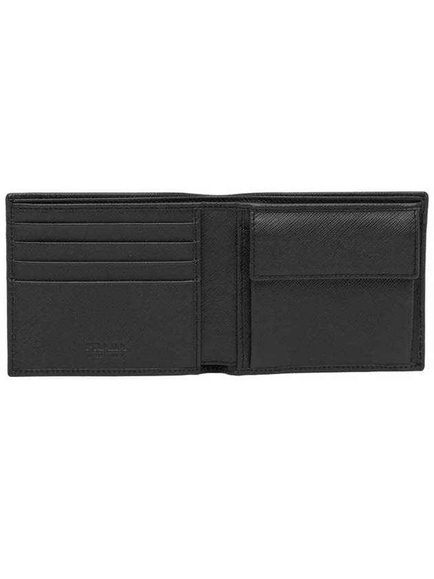 Saffiano Coin Pocket Triagle Logo Leather Wallet Black - PRADA - BALAAN 5