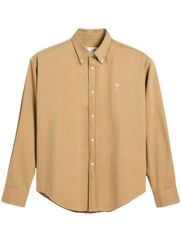 De Coeur Boxy Fit Long Sleeve Shirt Beige - AMI - BALAAN 1