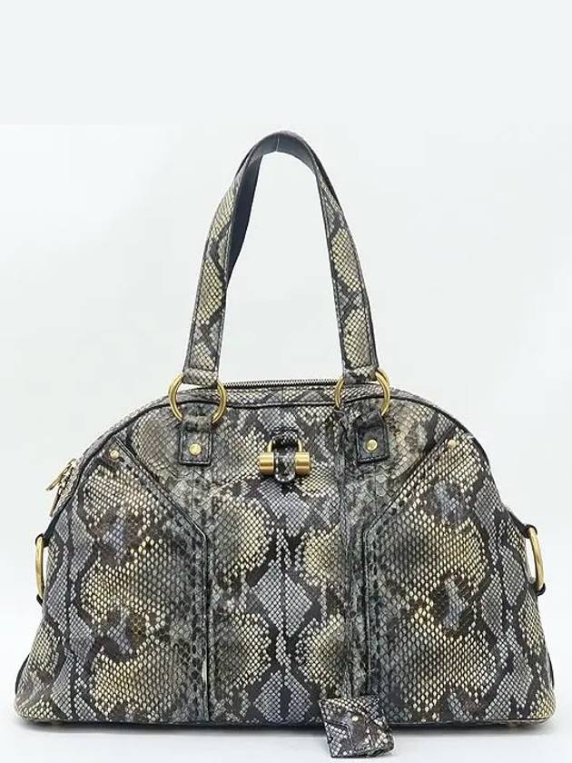 YSL Yip 156464 PYTHON real snake navy color combination SAC MUSE tote bag - SAINT LAURENT - BALAAN 2