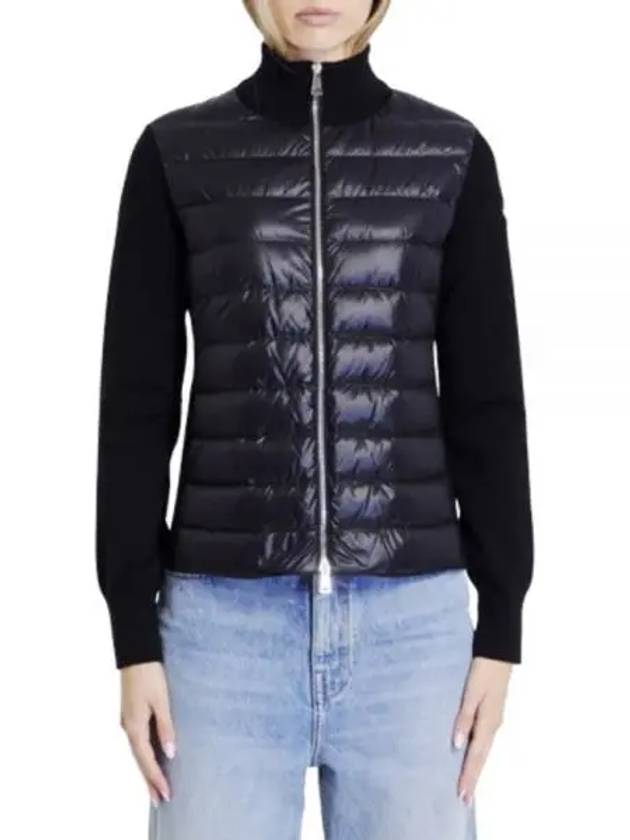 Logo Patch Padded Cardigan Black - MONCLER - BALAAN 2