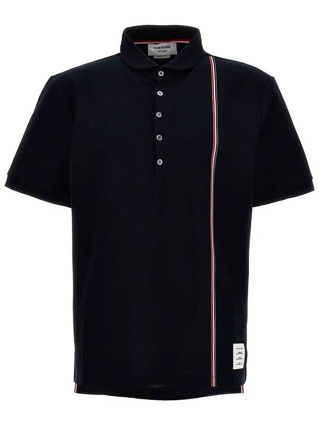 RWB Stripe Polo Shirt Navy - THOM BROWNE - BALAAN 3