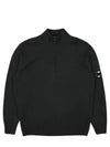 Lambswool GRS Half Zipped Knit Top Black - CP COMPANY - BALAAN 2