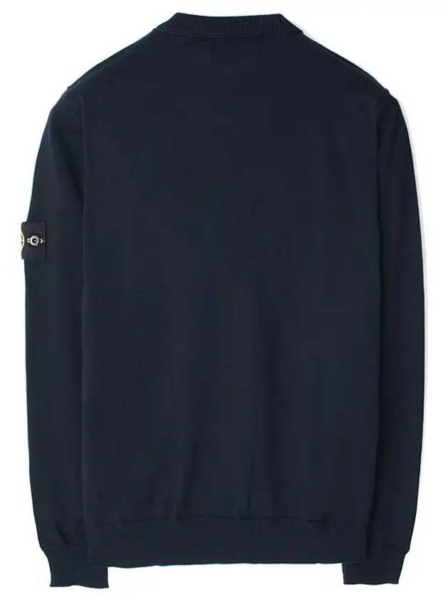 5100053 Soft Organic Cotton Small Roll Detail Crew Neck Knit Top Navy - STONE ISLAND - BALAAN 3