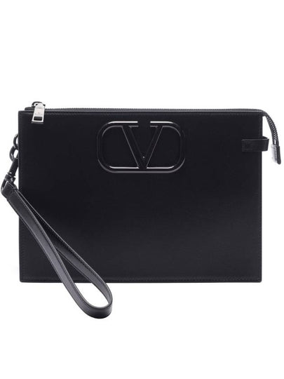 Men's V Logo Signature Clutch Bag Black - VALENTINO - BALAAN 2