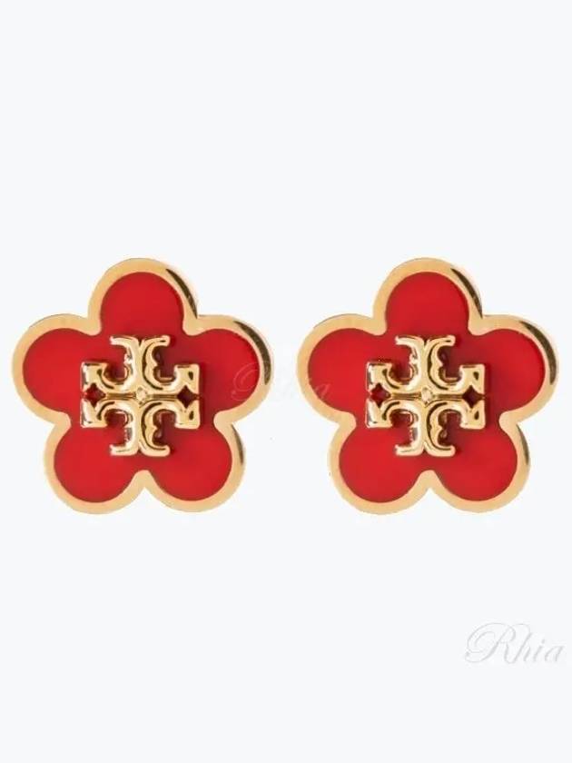 Kira Flower Stud Earrings Red Gold - TORY BURCH - BALAAN 2