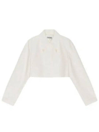 Slub Crop Jacket White - GANNI - BALAAN 2