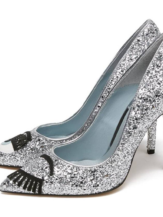 Women Wink Glitter Silver High Heels CF865 - CHIARA FERRAGNI - BALAAN 2