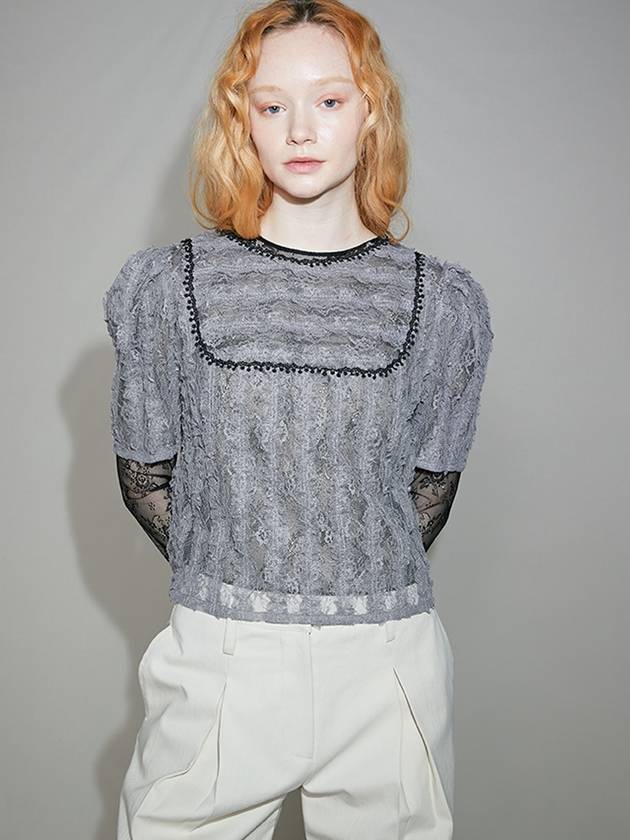 Arles Layer Lace Blouse Grey - SORRY TOO MUCH LOVE - BALAAN 5