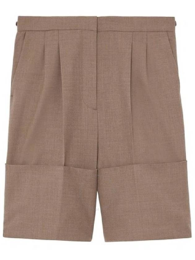 Wide Turn-Up Pintuck Wool Shorts Brown - BURBERRY - BALAAN 2