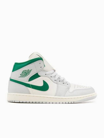 Air Jordan 1 Mid High Top Sneakers Green White - NIKE - BALAAN 1