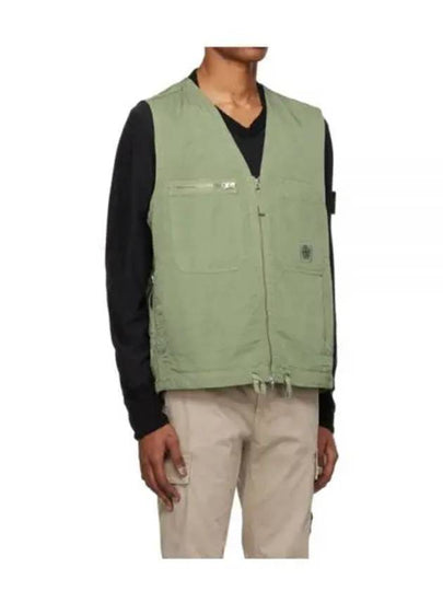 Cupro Cotton Twill TC Logo Patch Vest Green - STONE ISLAND - BALAAN 2