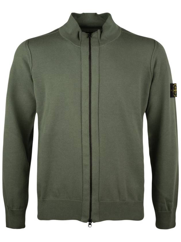 Wappen Patch Cotton Zip-Up Cardigan Dark Green - STONE ISLAND - BALAAN 2