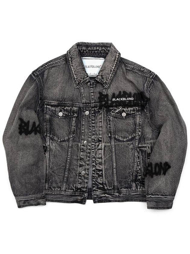 Graffiti Metal Logo Denim Jacket Vintage Black - BLACKBLOND - BALAAN 1