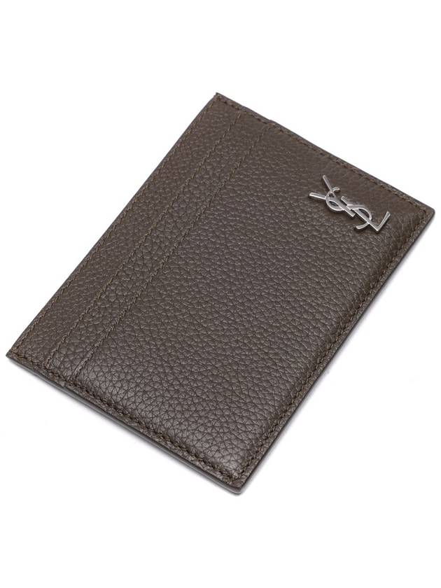 Casandre Small Grain Leather Card Wallet Dark Khaki - SAINT LAURENT - BALAAN 6