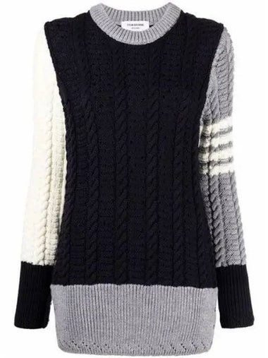 FKA341F Diagonal Armband Funmix Pointel Cable Knit 20801 271493 1009193 - THOM BROWNE - BALAAN 1